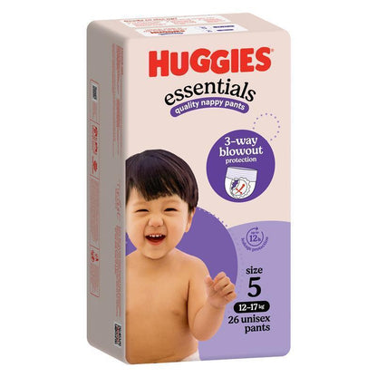 Huggies Essentials Nappy Pants Size 5 (12-17kg) 26 Pack