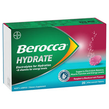 Berocca Hydrate Raspberry Blackcurrant 20 Effervescent Tablets - GimmeNow