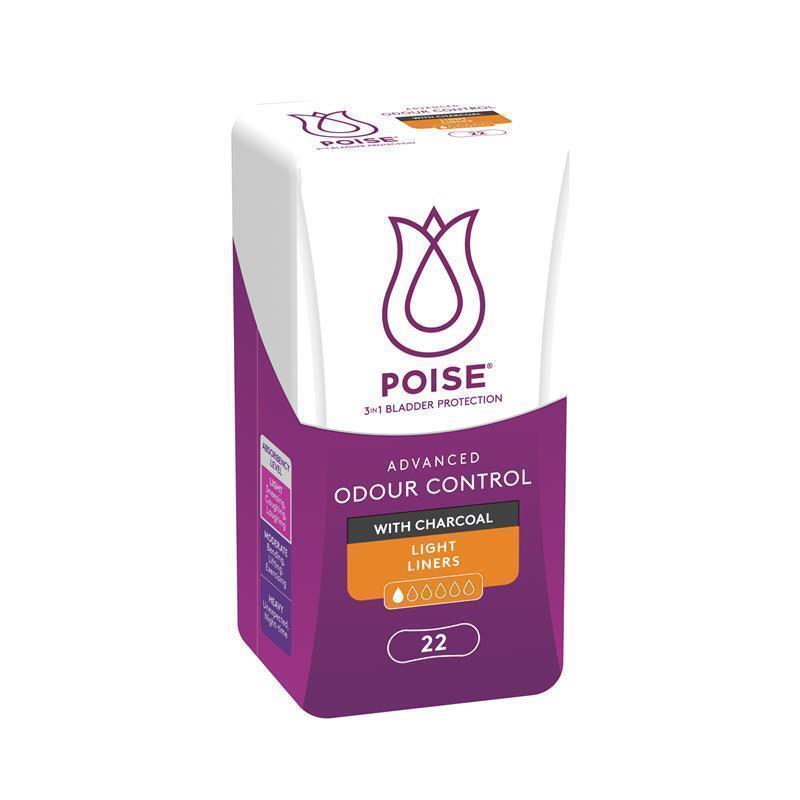 Poise Incontinence Liners Light with Charcoal 22 Pack
