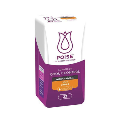 Poise Incontinence Liners Light with Charcoal 22 Pack