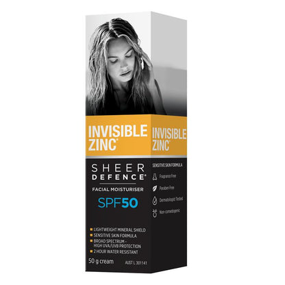Invisible Zinc SPF 50+ Sheer Defence Facial Moisturiser 50g