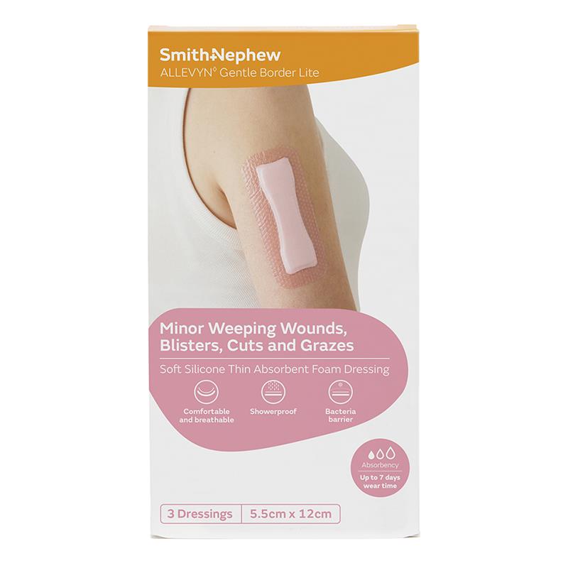 Allevyn Gentle Border Lite 5.5cm x 12cm 3 Pack