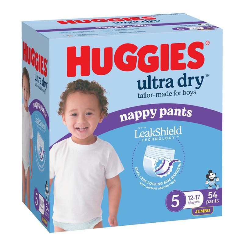 Huggies Ultra Dry Nappy Pants Boys Size 5 (12-17kg) 54 Pack