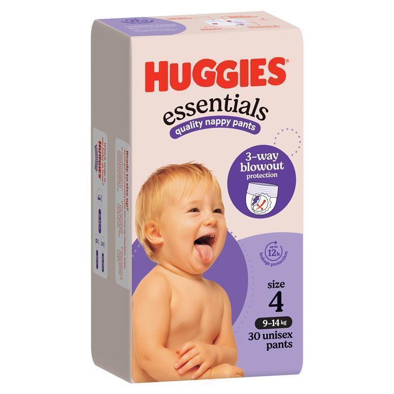 Huggies Essentials Nappy Pants Size 4 (9-14kg) 30 Pack