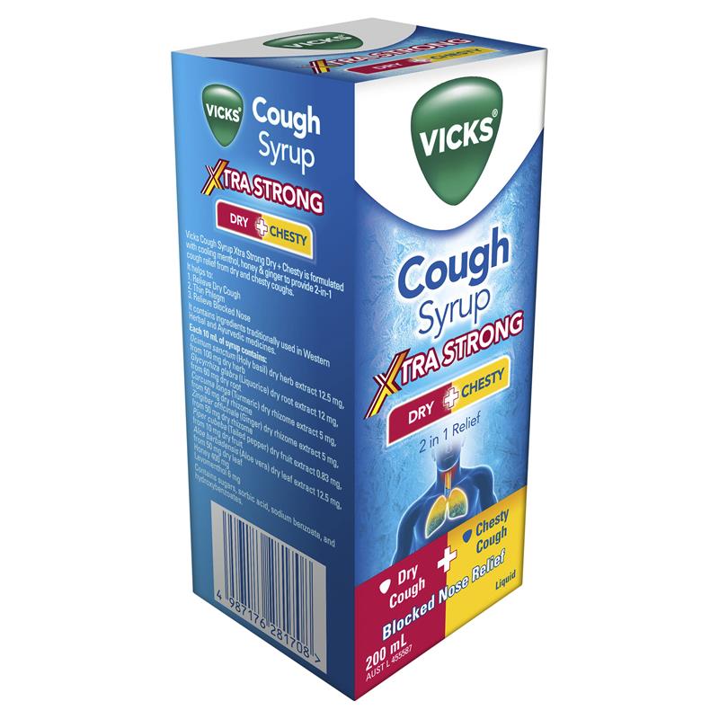 Vicks Cough Syrup Xtra Strong Dry + Chesty 200ml