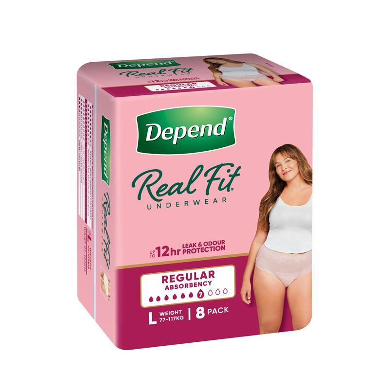 Depend Women Real Fit Underwear Large  8 Pack