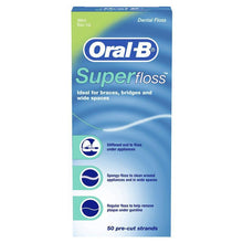 Oral B Superfloss Dental Floss Pre-Cut Strands 50 pack