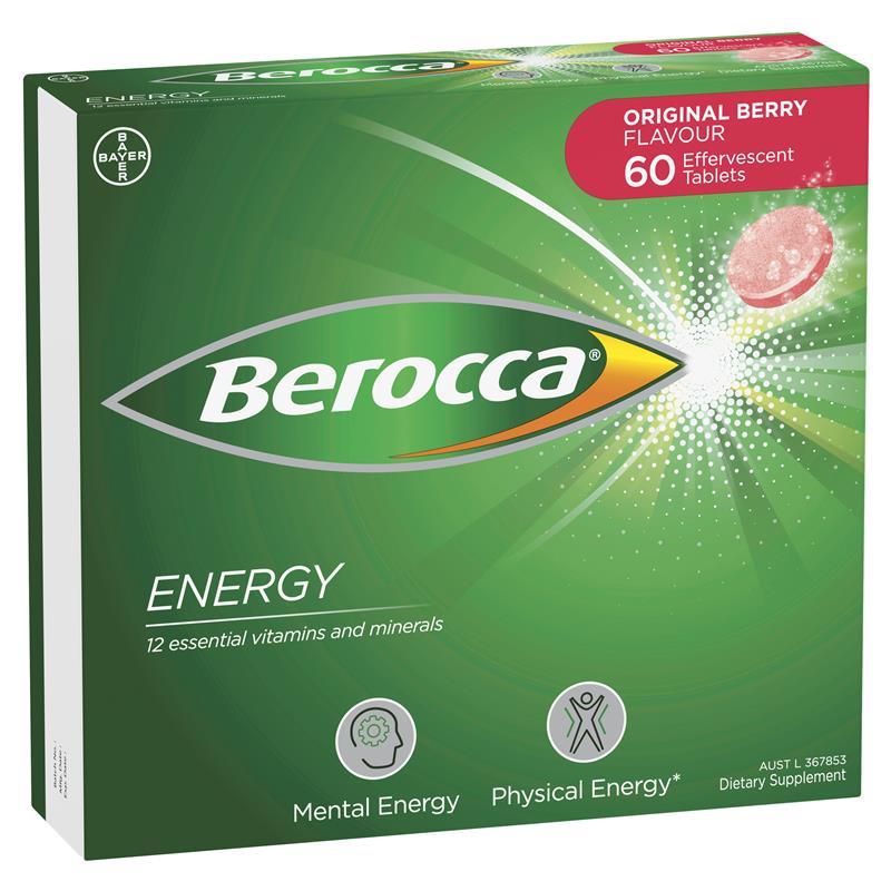 Berocca Energy Original Berry 60 Effervescent Tablets Exclusive Size - GimmeNow