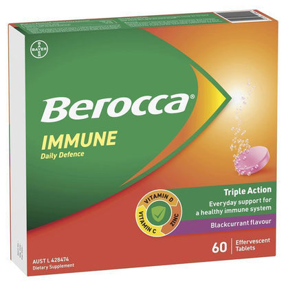 Berocca Immune Daily Defence Blackcurrant 60 Effervescent Tablets Exclusive Size