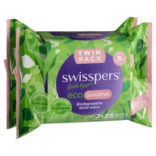Swisspers Eco Sensitive Biodegradable Facial Wipes Twin Pack 2 x 25 Wipes - GimmeNow