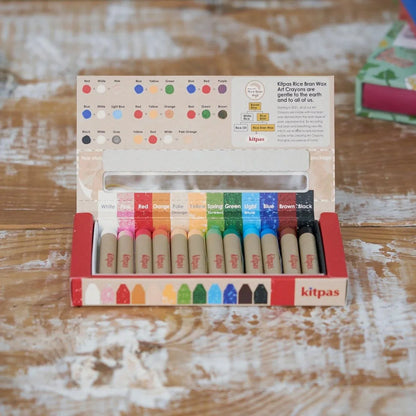 Kitpas Medium Stick Rice Wax Crayons 12 Colours Stationary Art and craft for kids 3yrs+