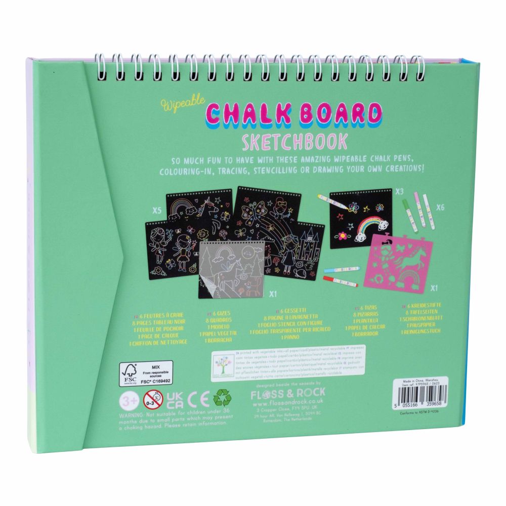 Floss & Rock Chalk Board Sketch Book Rainbow Fairy Art and Craft for Kids Fairy Unicorn and Castle Theme 3yrs+ Best Seller