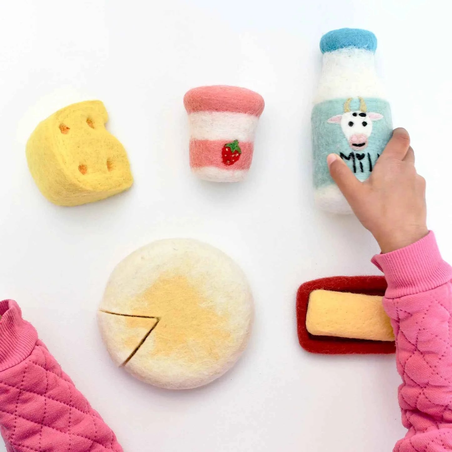 Tara Treasures Felt Food Groups Dairy Pretend and Imaginative Play Kitchen Accessories 3yrs+