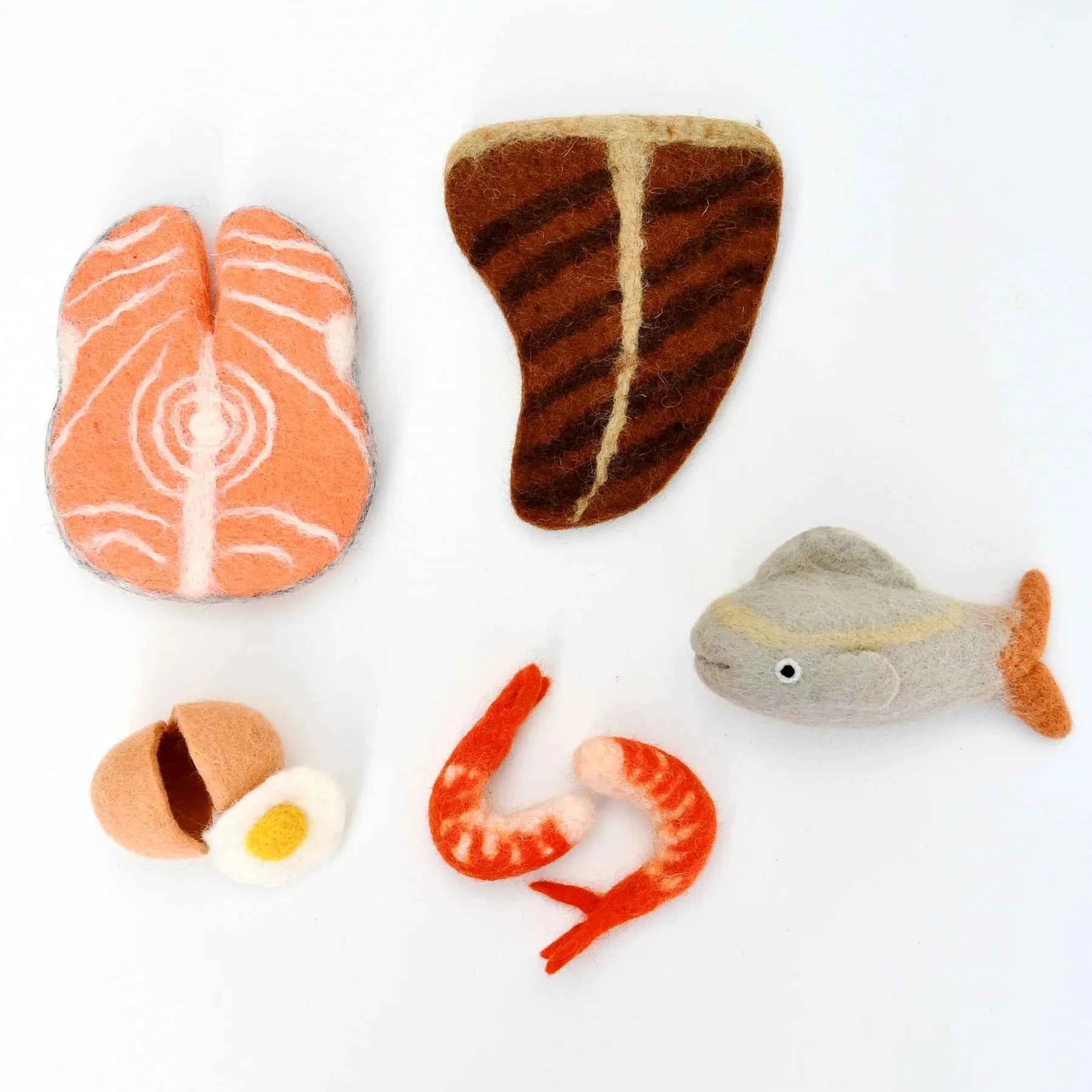 Tara Treasures Felt Food Groups Protein Pretend and Imaginative Play Kitchen Accessories Clearance 3yrs+