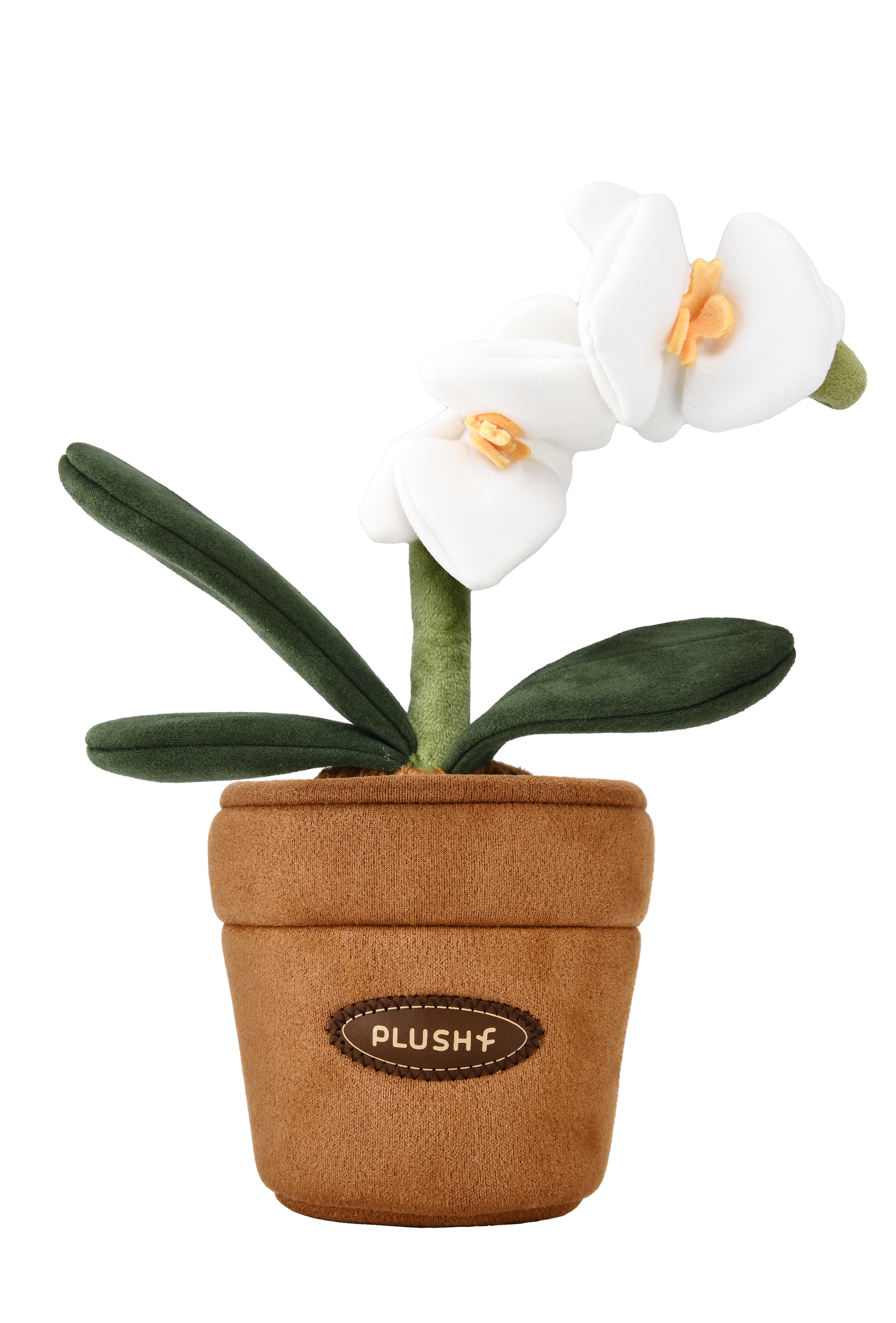 PlushWoods White Orchid Plant Plush With Pot 25cm
