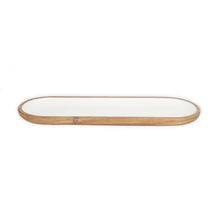 White Enamel and Acacia Wood Oval Platter