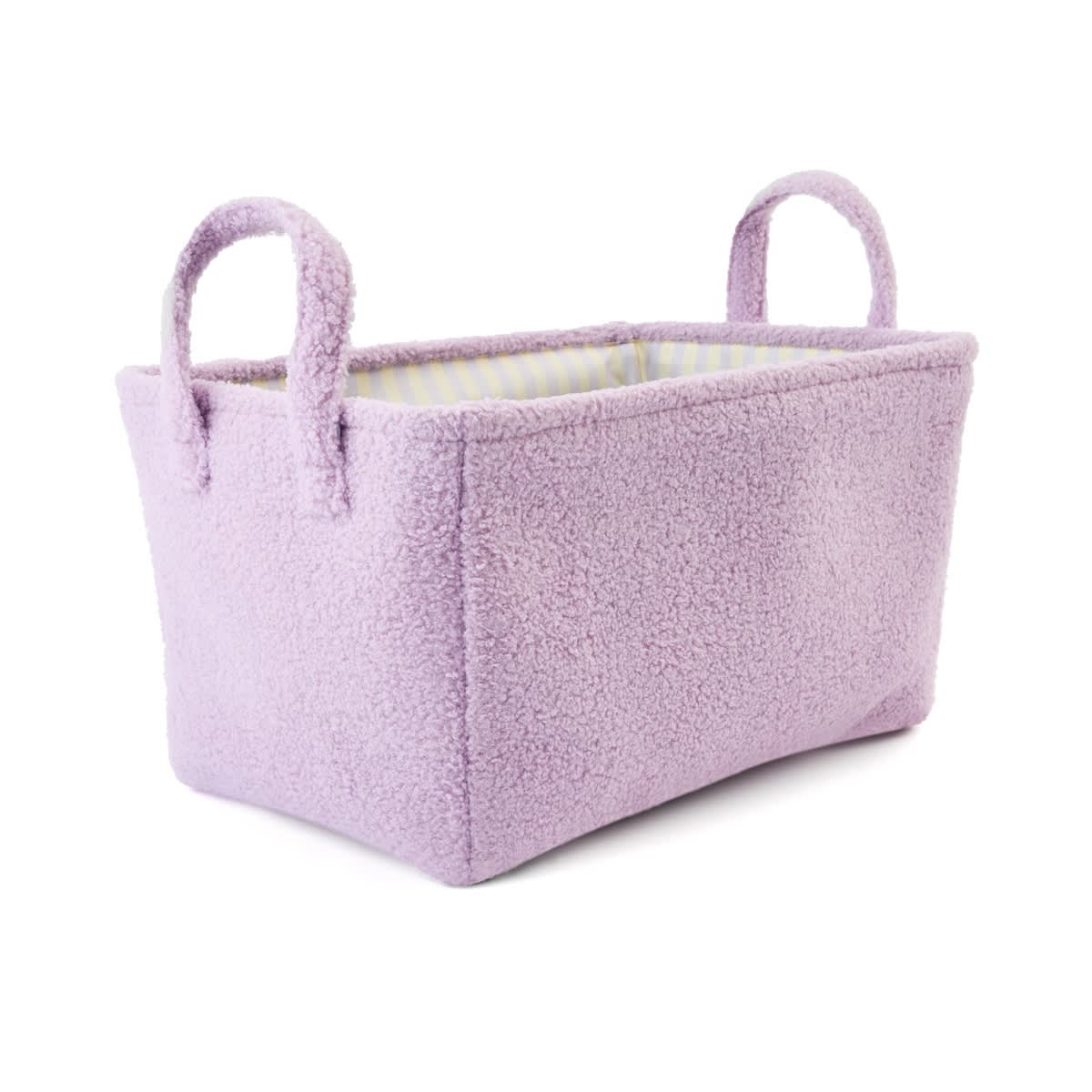 Boucle Basket with Stripe Liner - Purple
