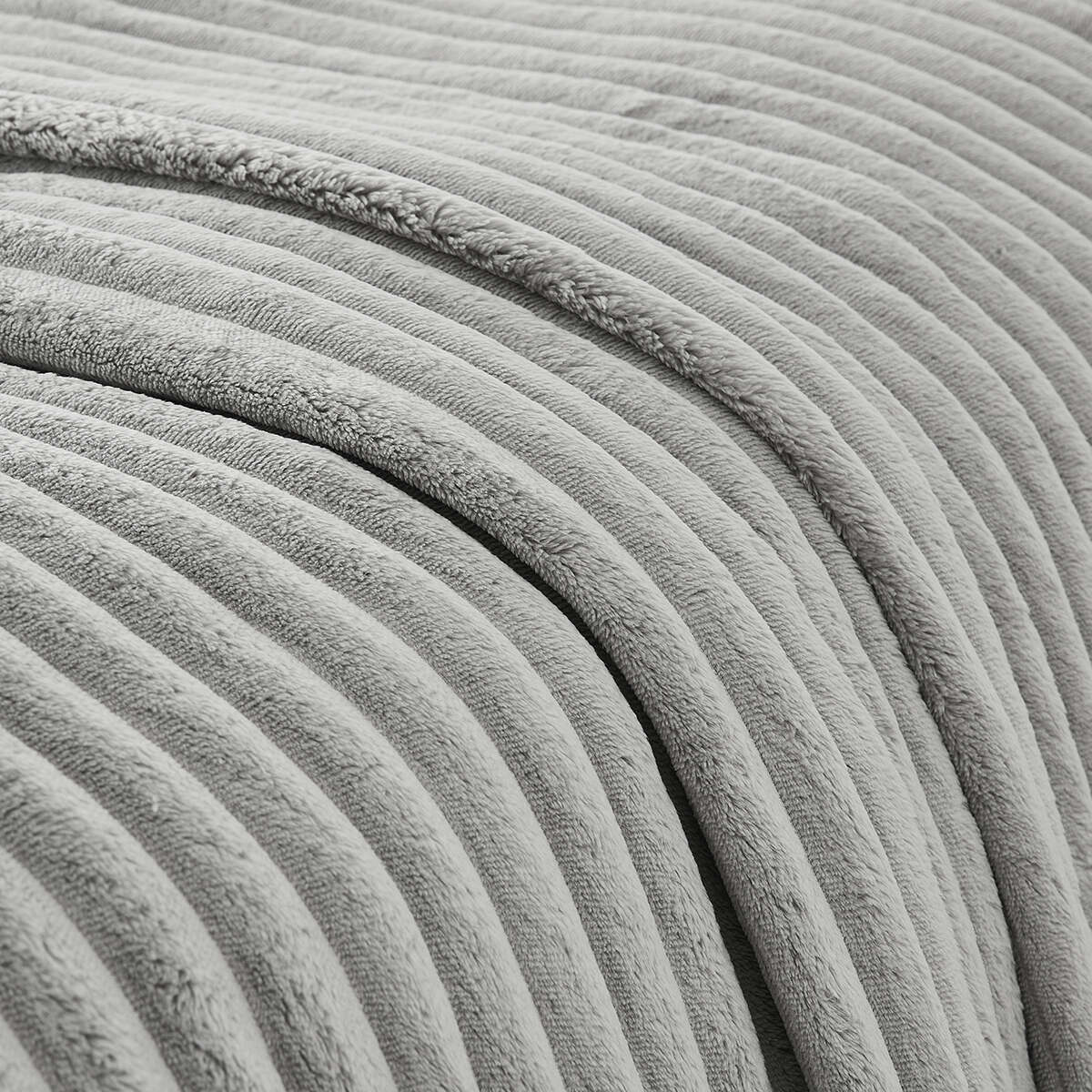 Plush Ribbed Blanket - Double/Queen Bed, Grey
