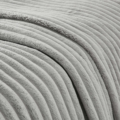 Plush Ribbed Blanket - Double/Queen Bed, Grey