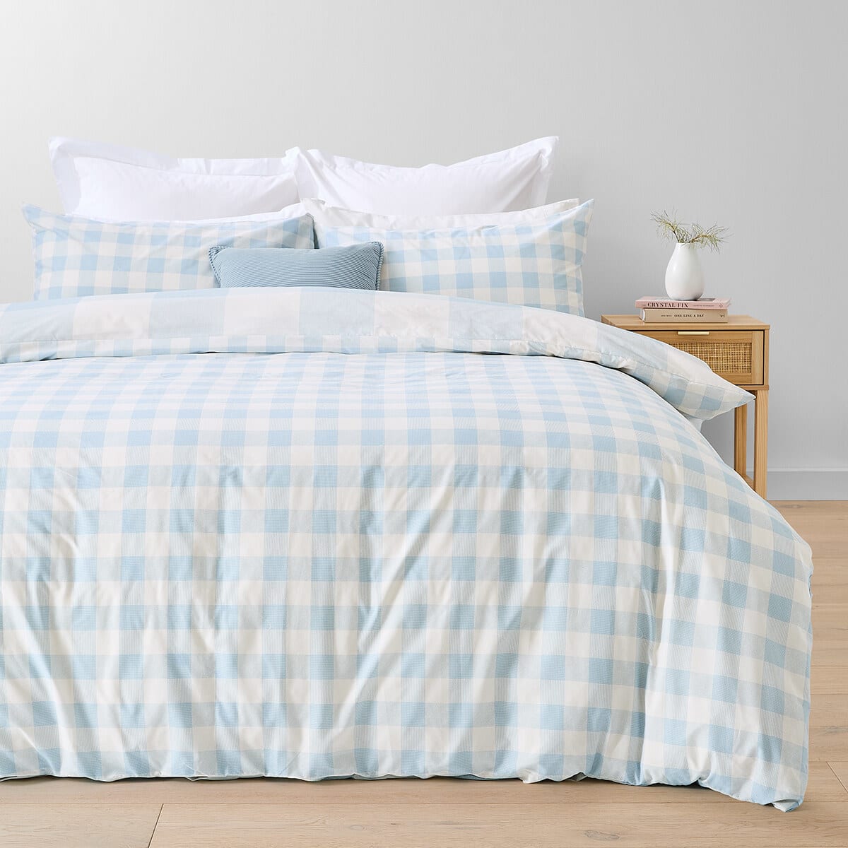 Blake Cotton Rich Reversible Quilt Cover Set - Queen Bed, Blue