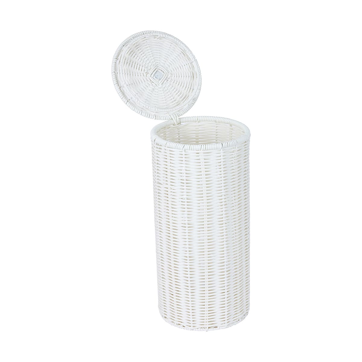 White Rattan Look Toilet Roll Holder