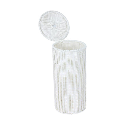 White Rattan Look Toilet Roll Holder