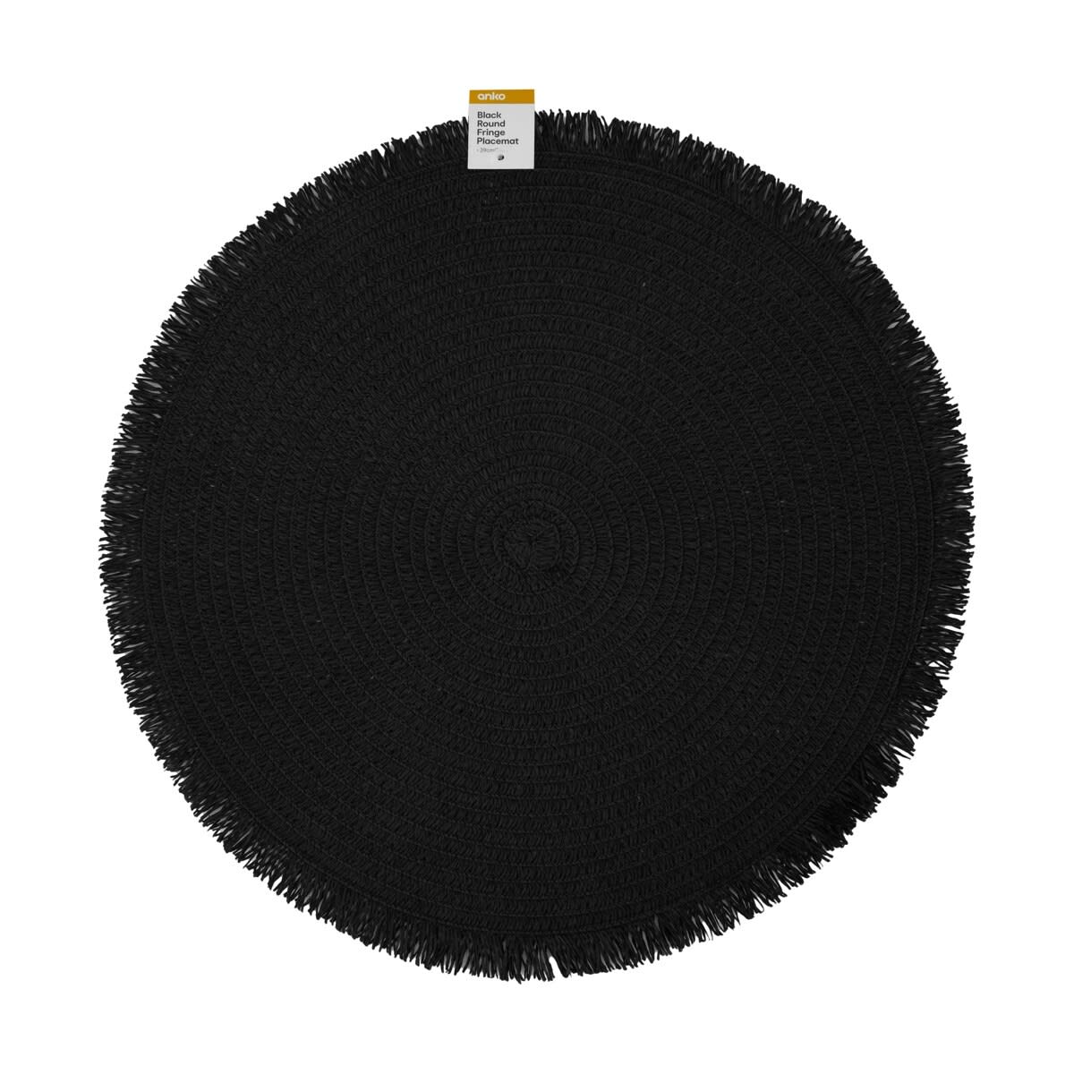 Black Round Fringe Placemat