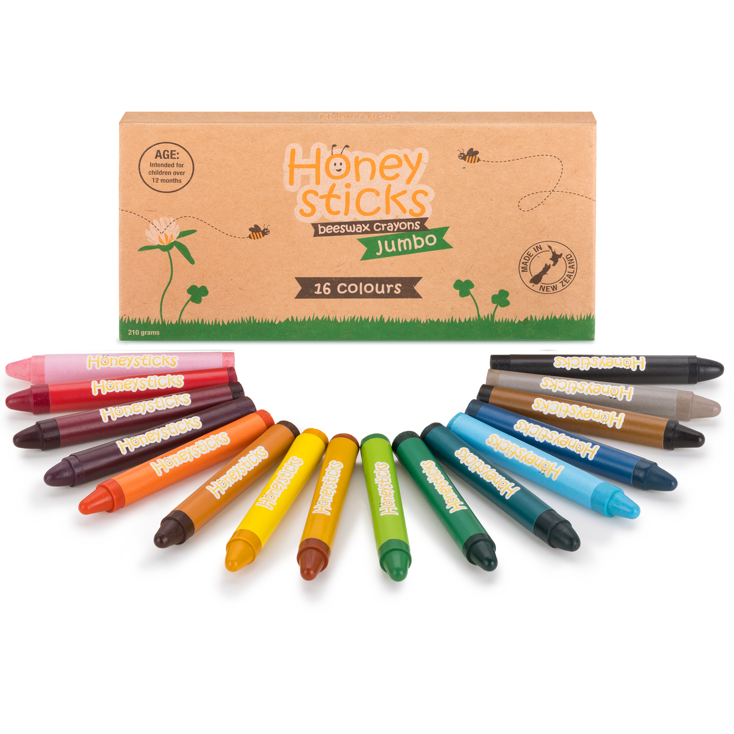Honeysticks Beewax Crayons Jumbos 16 Pack 12mth+