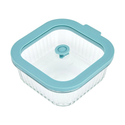 800ml Square Ribbed Glass Container