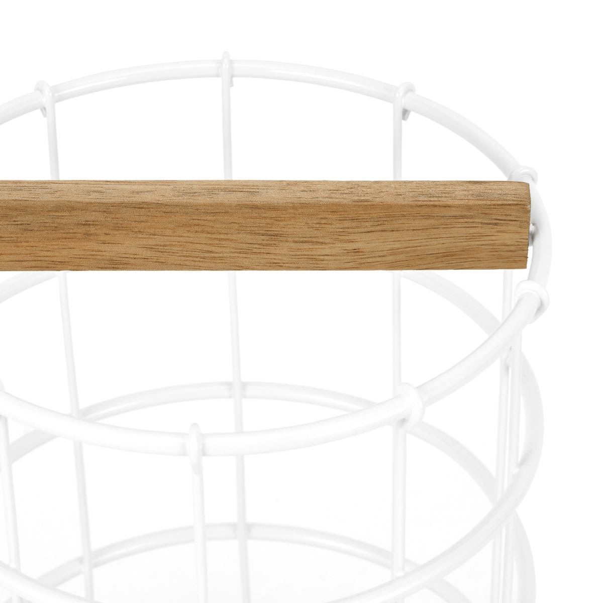 Off White and Acacia Utensil Holder