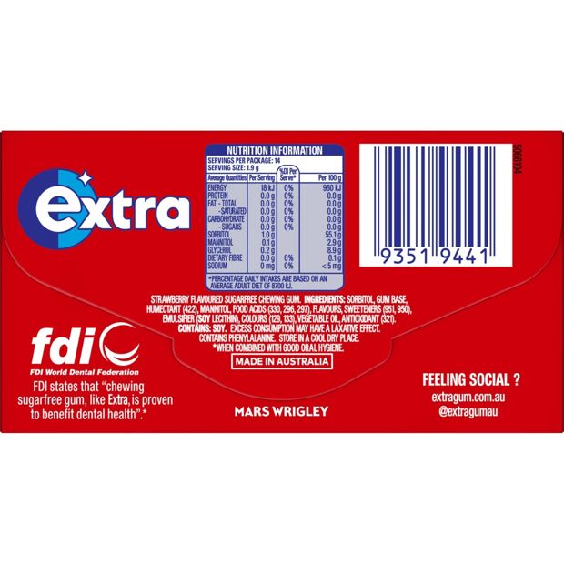 Wrigley's Extra Strawberry Chewing Gum - 14 Pieces