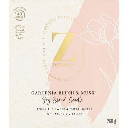 ZenZone Soy Blend Candle Gardenia Blush & Musk 260g