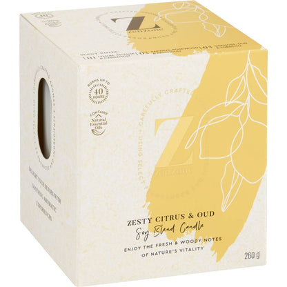 ZenZone Soy Blend Candle Zesty Citrus & Oud 260g