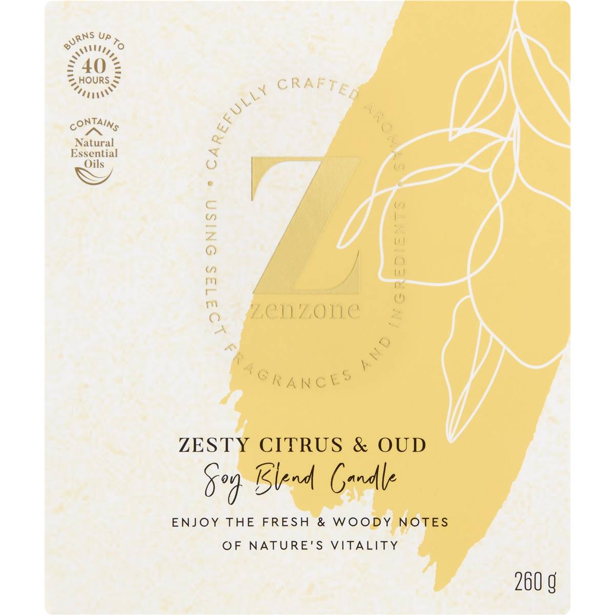 ZenZone Soy Blend Candle Zesty Citrus & Oud 260g