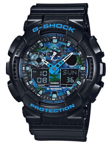 G-Shock Duo Blue Series Camo GA100CB-1A Dial Watch in Black
