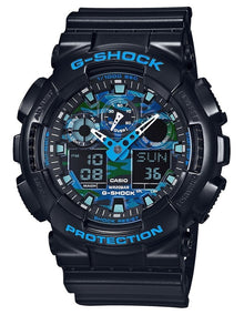 G-Shock Duo Blue Series Camo GA100CB-1A Dial Watch in Black
