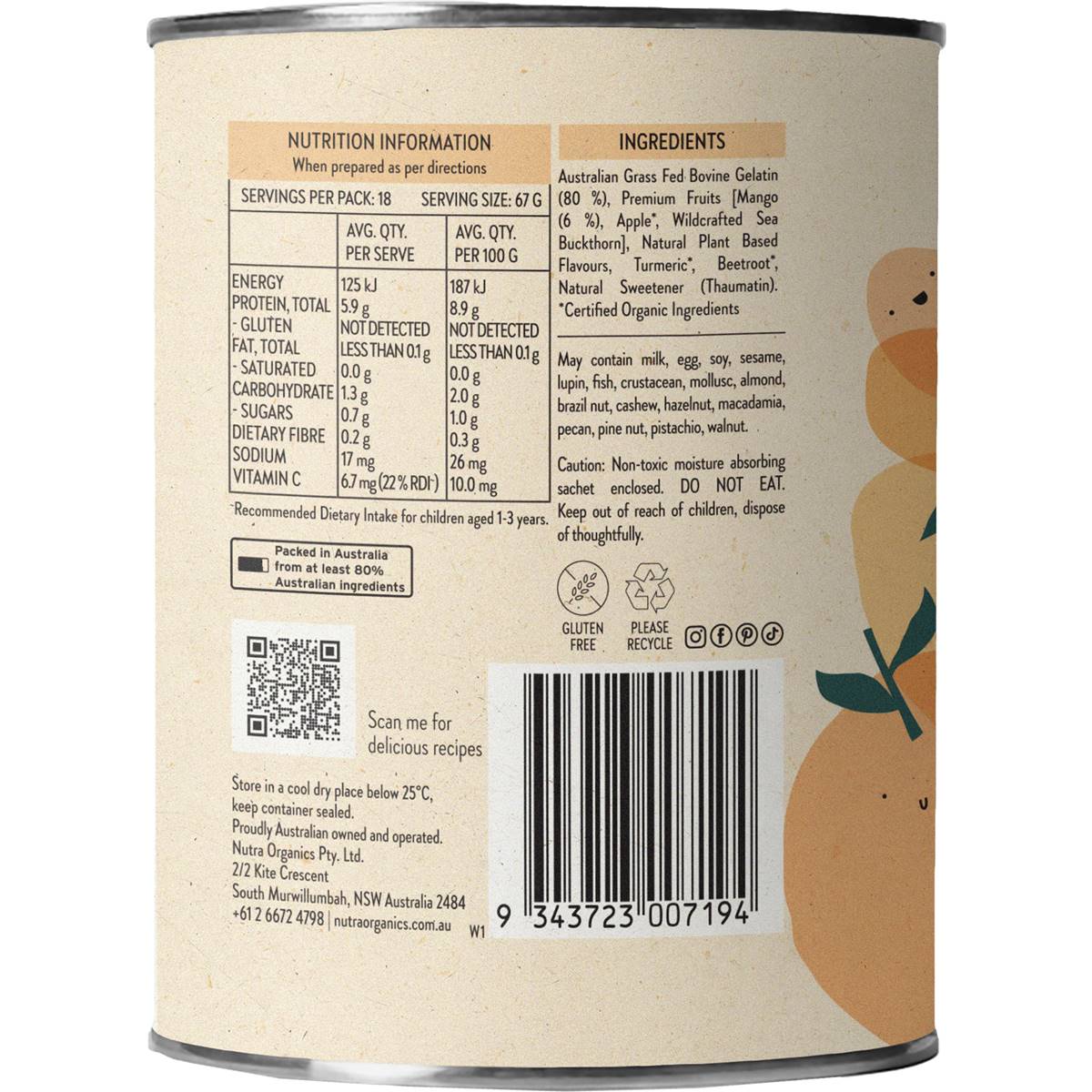 Nutra Organics Mango Gutsy Gummy Mix 150g