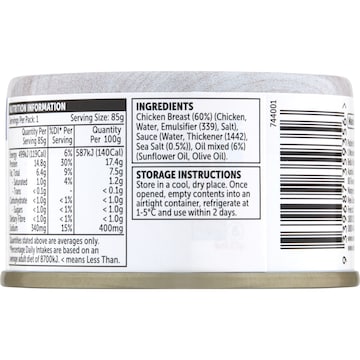 Woolworths Shredded Chicken Breast Oil & Sea Salt 85g