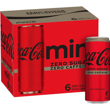 Coca-Cola Mini Zero Sugar Zero Caffeine 250ml x 6 Pack
