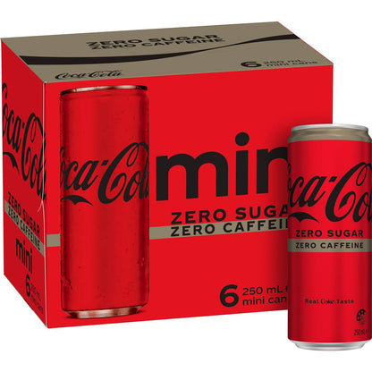 Coca-Cola Mini Zero Sugar Zero Caffeine 250ml x 6 Pack