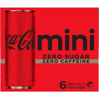 Coca-Cola Mini Zero Sugar Zero Caffeine 250ml x 6 Pack