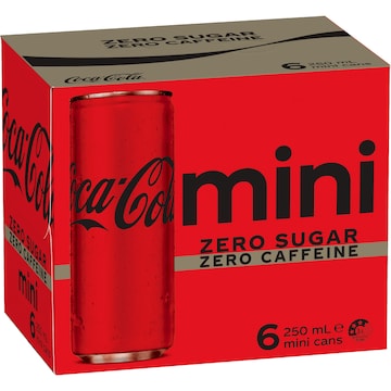 Coca-Cola Mini Zero Sugar Zero Caffeine Cans 250mL x 6 pack