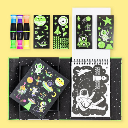 Tiger Tribe Neon Colouring Set Outer Space Activity Book Art and Craft for kids 5yrs+