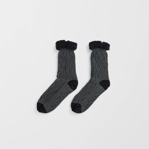 Sherpa Lined Knit Crew Socks
