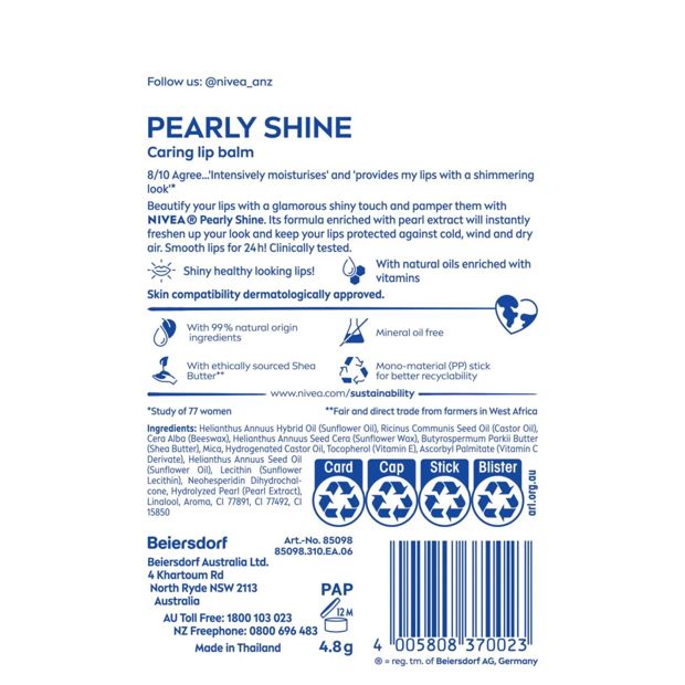 Pearly Shine Nivea Lip Balm
