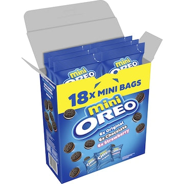 Oreo Mini Cookies Original Choc & Strawberry Bags 18 pack 367g
