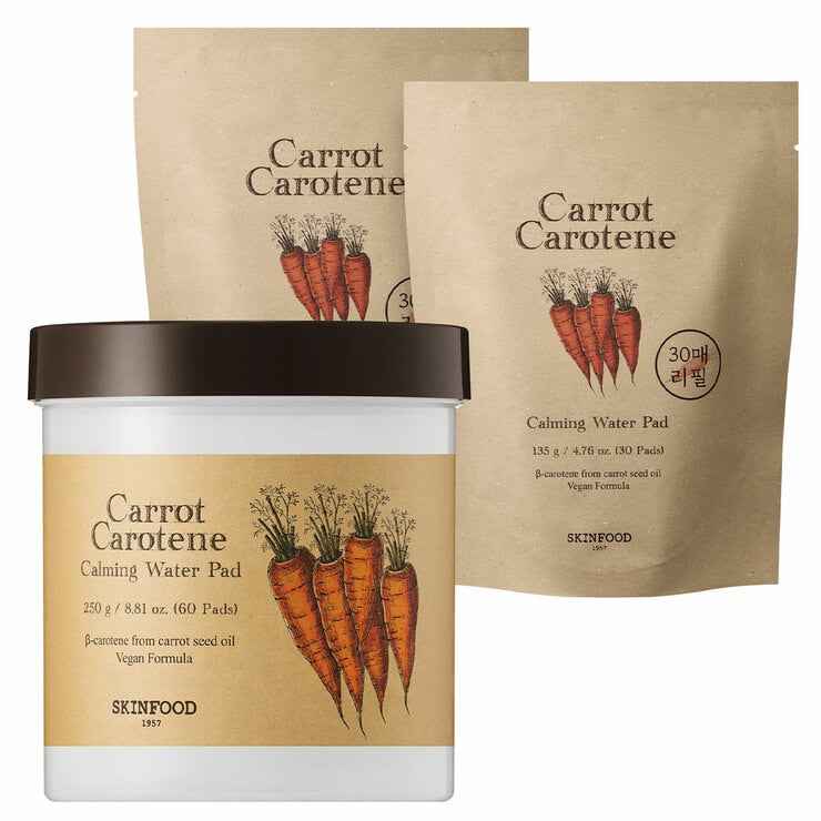Skinfood Carrot Carotene Water Pads 60 Pack + 2 x 30 Pack Refill
