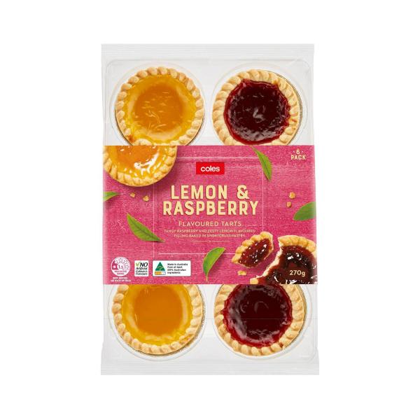 COLES LEMON & RASPBERRY FLAVOURED TARTS 270G