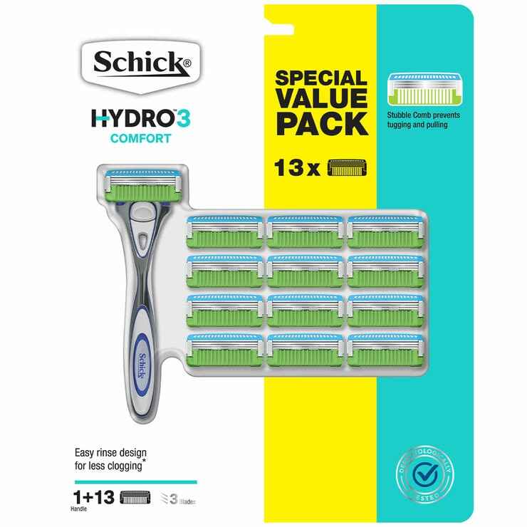 Schick Hydro3 Comfort Razor + 13 Refill Blades