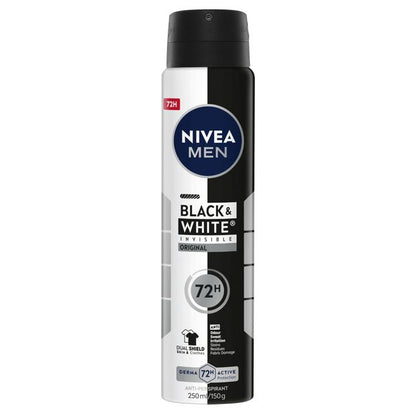 Nivea Men Black & White Invisible Original Anti-Perspirant Aerosol Deodorant 250mL